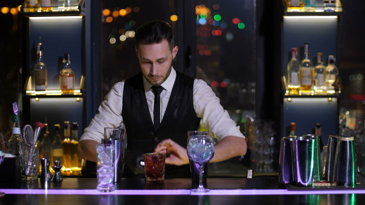 Bartender preparing a cocktail at the Jugz Mobile Bar